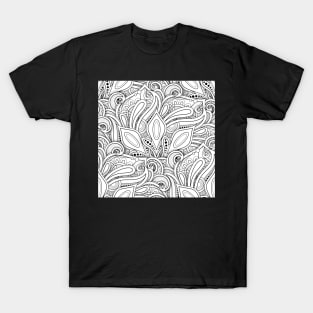 Monochrome Coloring Pattern with Mandala Motifs T-Shirt